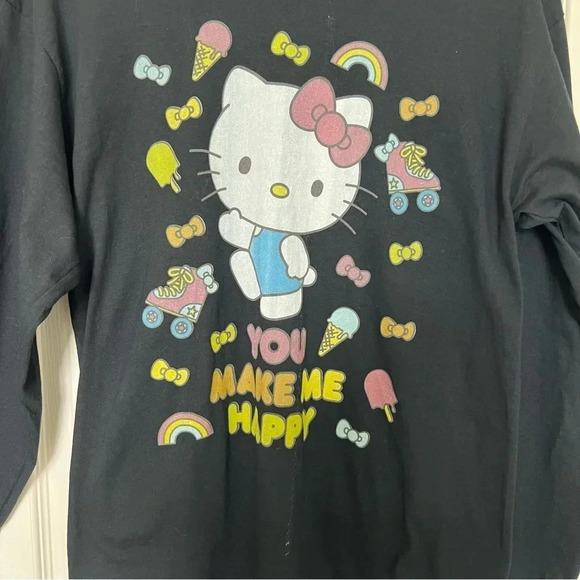 Hello Kitty Double Sided You Make Me Happy Long Sleeve Shirt Fruit of the loom M - Picture 8 of 9